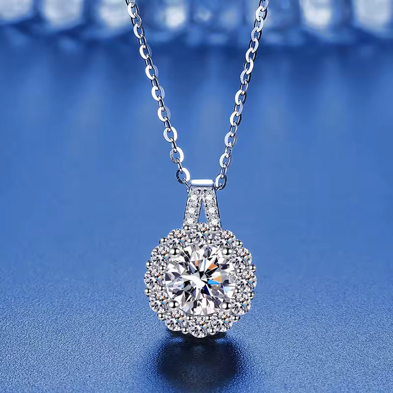 Sterling Silver Zircon Pendant Necklace