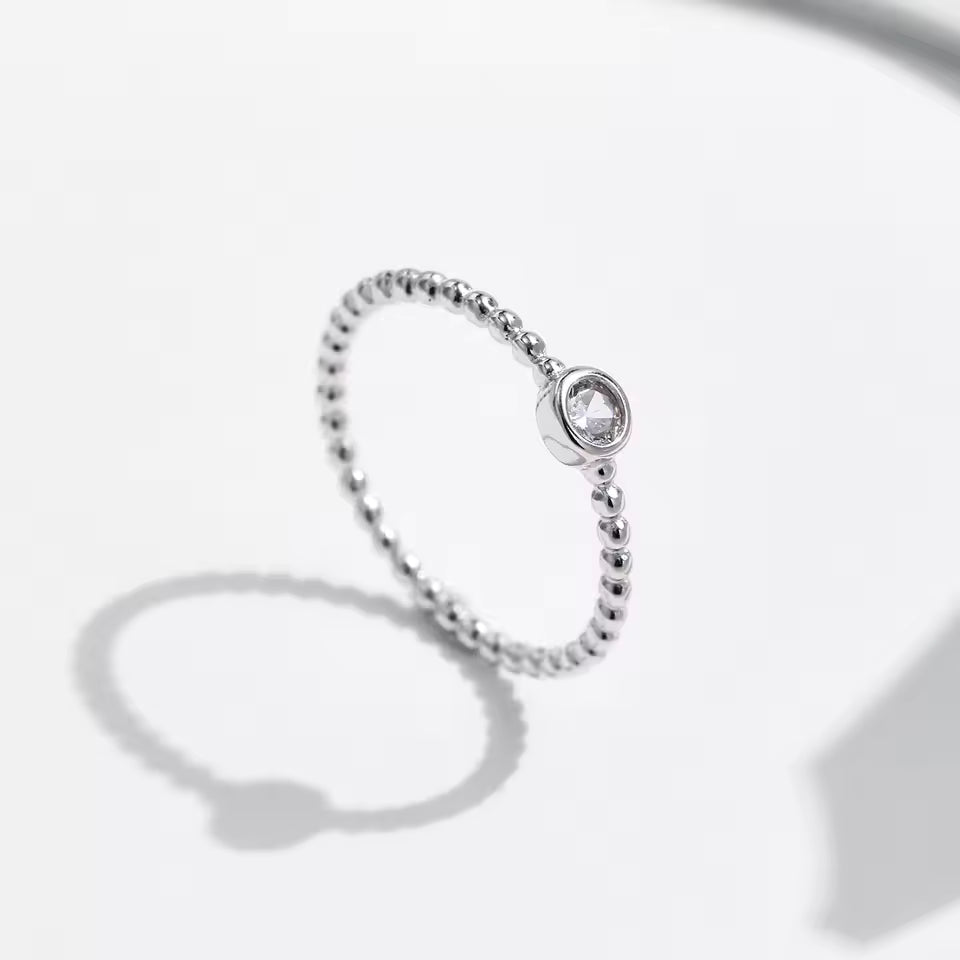 Bezel Moissanite Stack Ring
