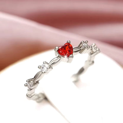 Red Heart Zircon Gold Plated Ring