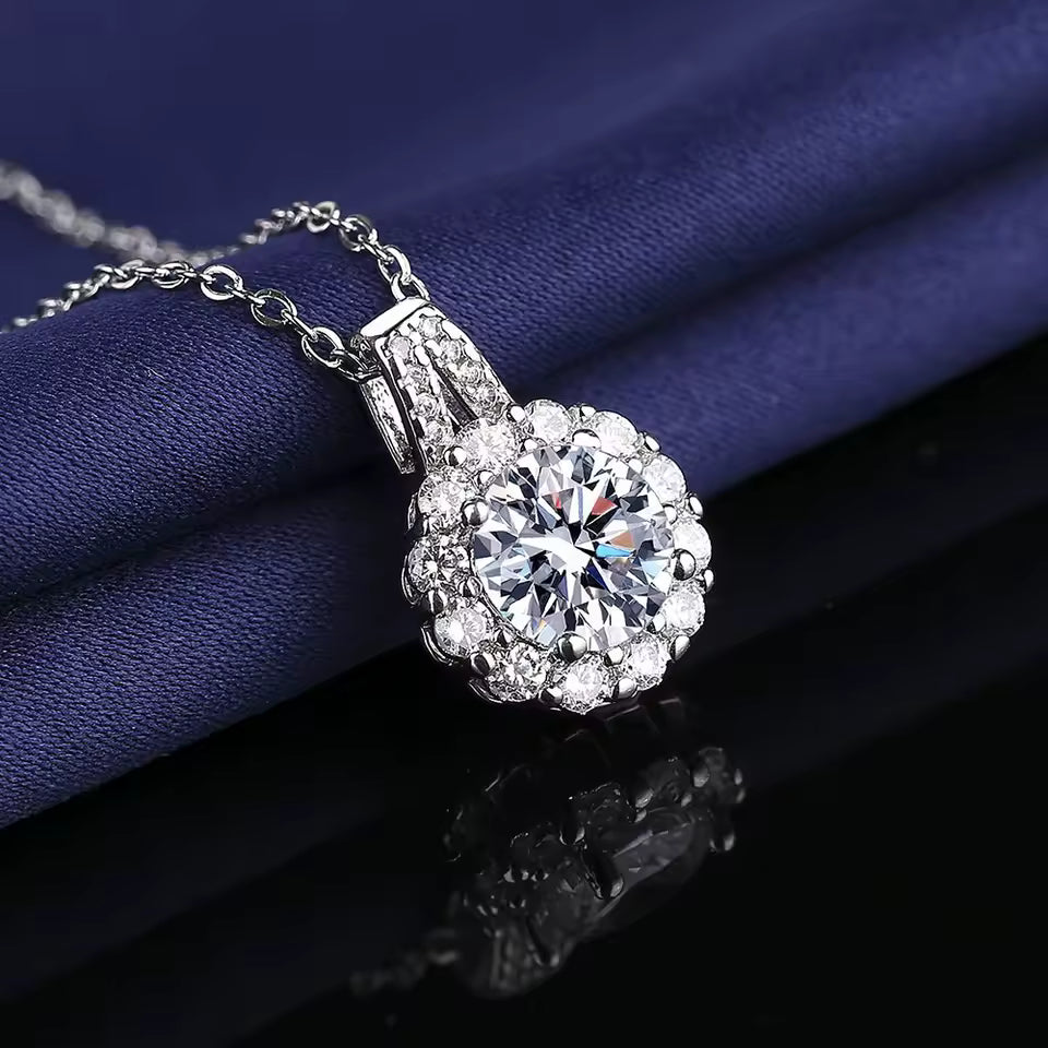 Sterling Silver Zircon Pendant Necklace
