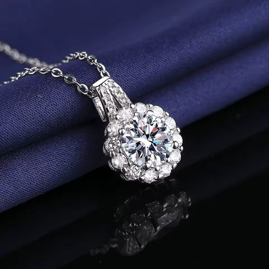 Sterling Silver Zircon Pendant Necklace