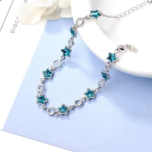 Blue Star Crystal Silver Bracelet