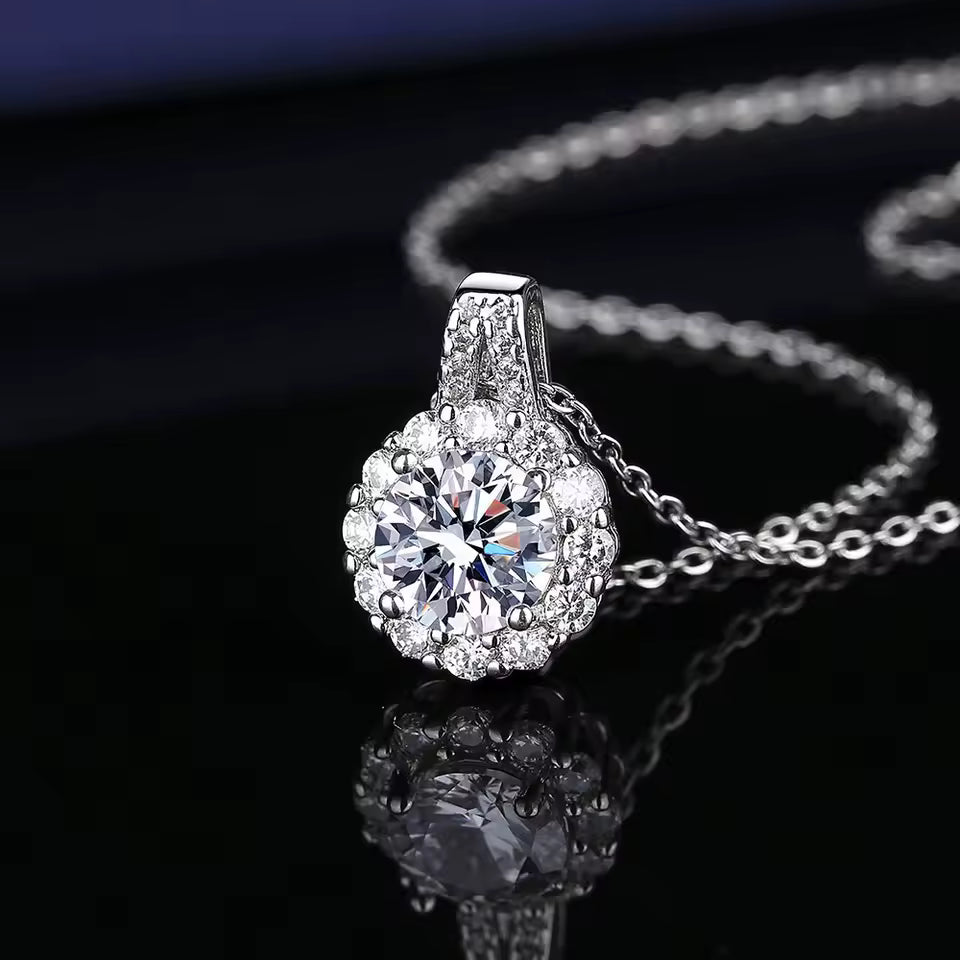 Sterling Silver Zircon Pendant Necklace