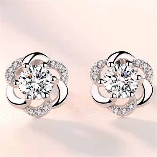 Sterling Silver Zircon Stud Earrings