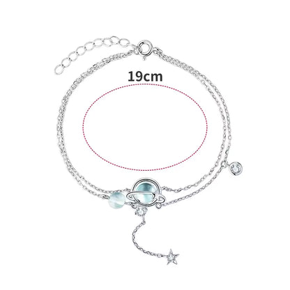 Aquamarine Crystal Double Bracelet