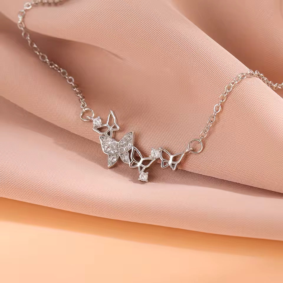 Butterfly Heart Crystal Necklace