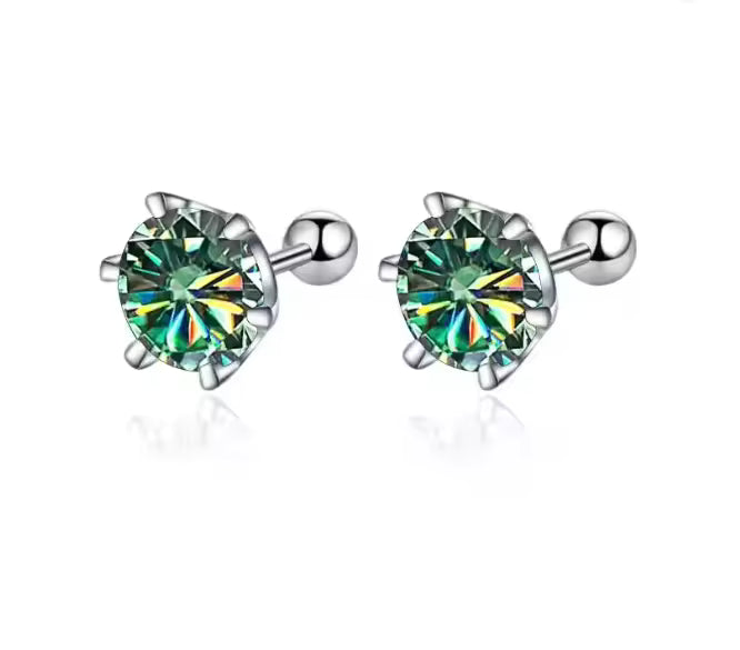 Moissanite Silver Stud Earrings
