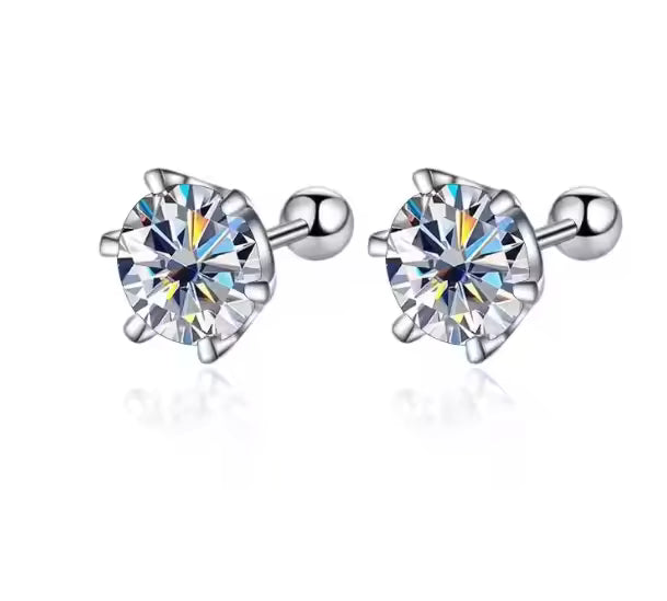 Moissanite Silver Stud Earrings