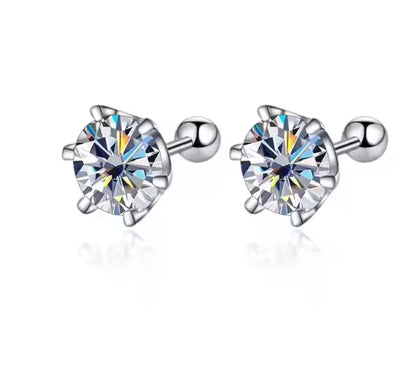 Moissanite Silver Stud Earrings
