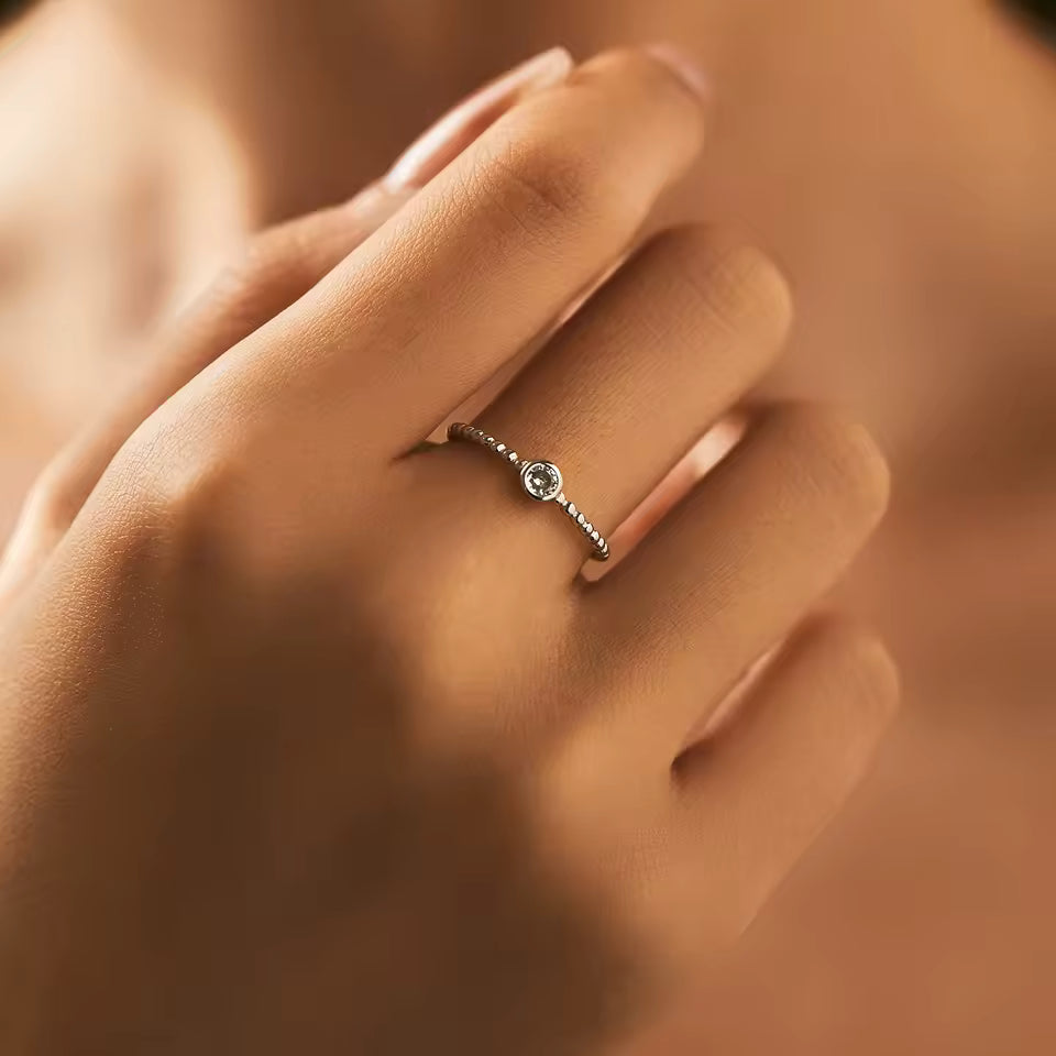 Bezel Moissanite Stack Ring