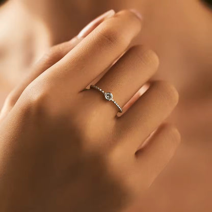 Bezel Moissanite Stack Ring