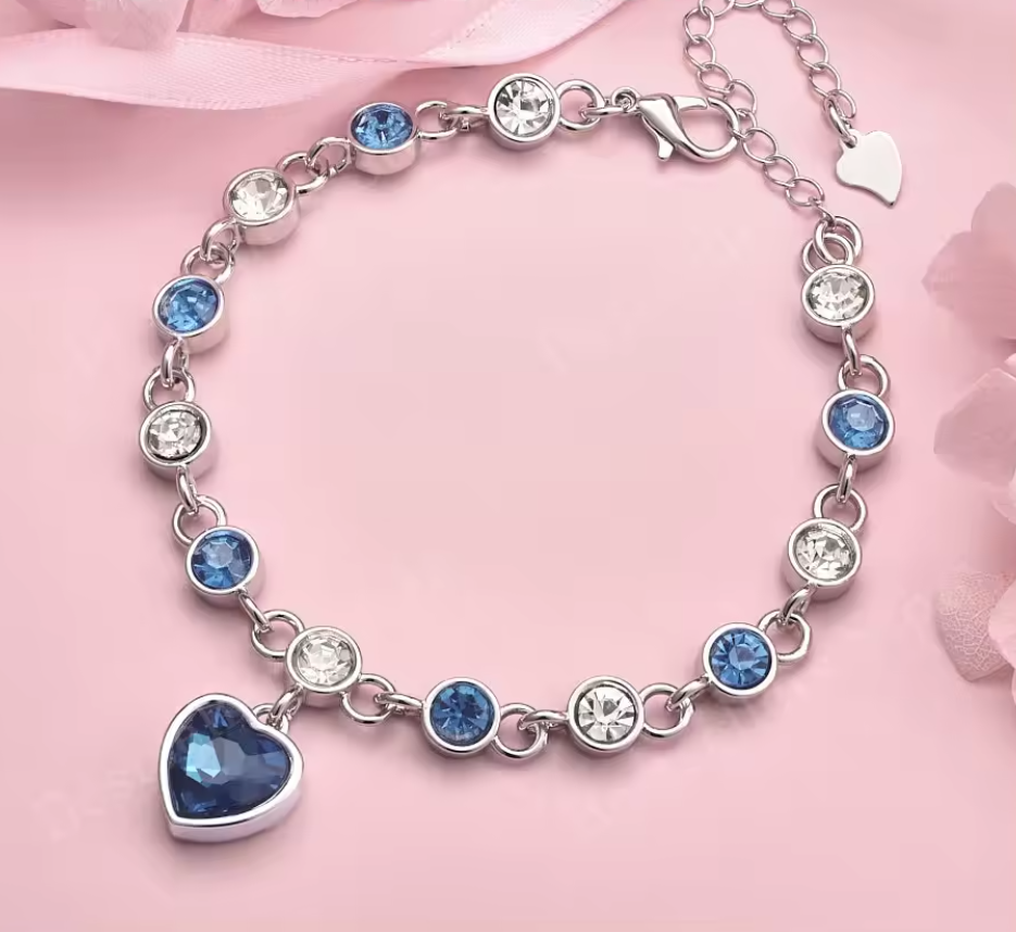 Blue Zircon Heart Bracelet