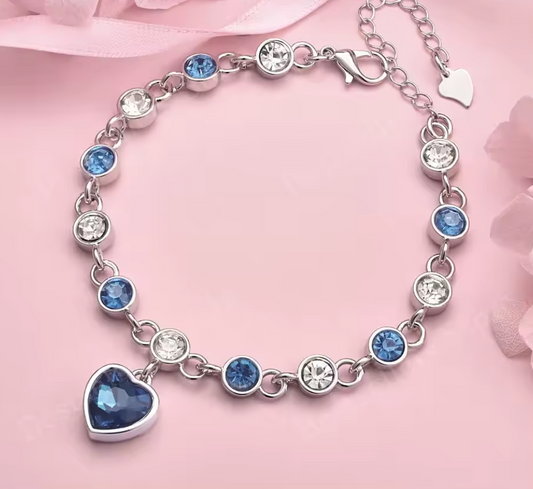 Blue Zircon Heart Bracelet