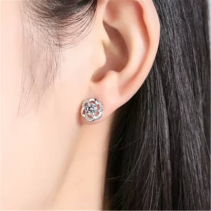 Sterling Silver Zircon Stud Earrings