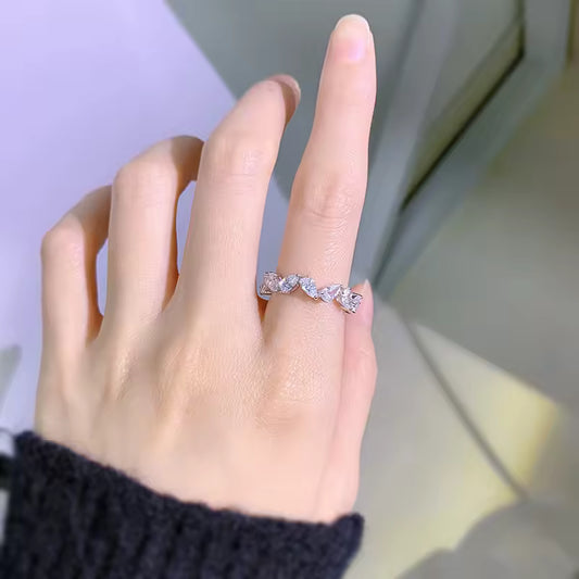Moissanite Sterling Silver Eternity Ring
