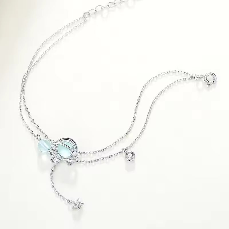 Aquamarine Crystal Double Bracelet