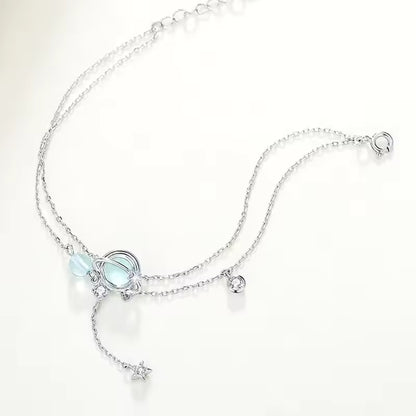 Aquamarine Crystal Double Bracelet
