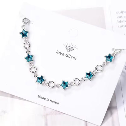 Blue Star Crystal Silver Bracelet