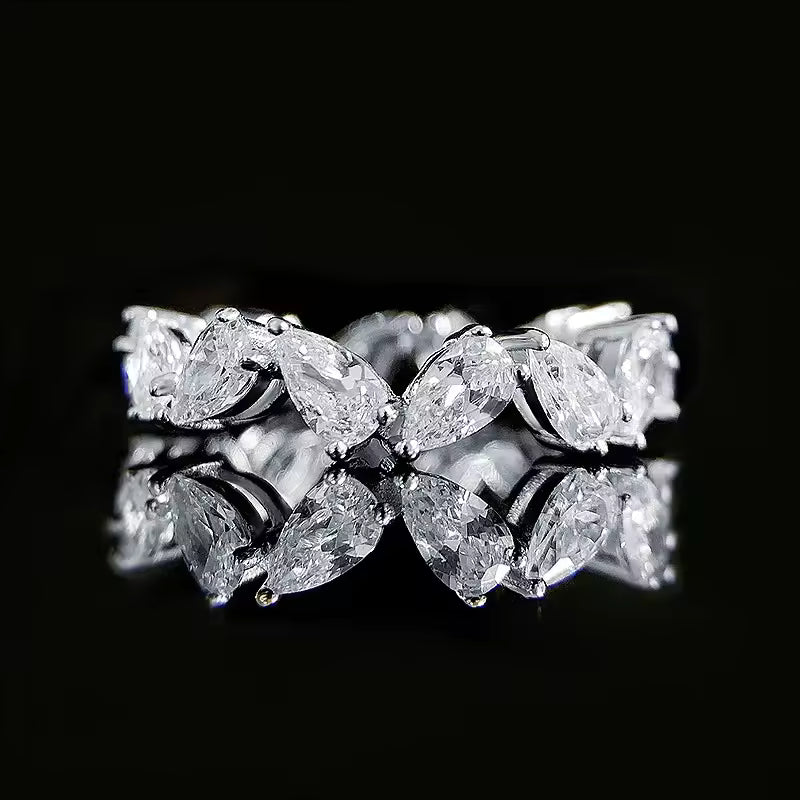 Moissanite Sterling Silver Eternity Ring