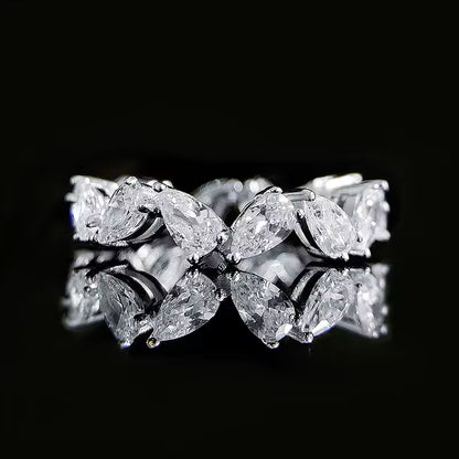 Moissanite Sterling Silver Eternity Ring