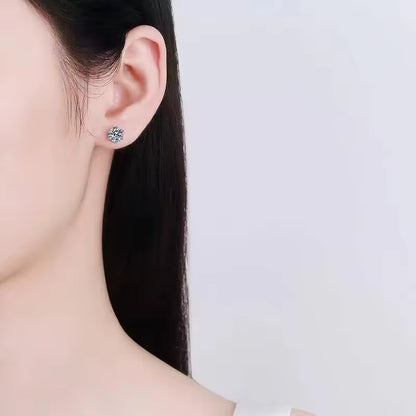 Moissanite Silver Stud Earrings