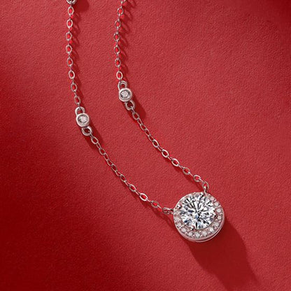 Geometric Moissanite Silver Necklace